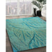 Patterned Turquoise Green Rug in Family Room, pat320lblu