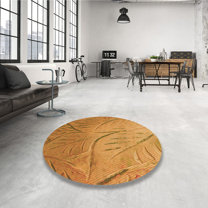 Round Patterned Dark Orange Rug in a Office, pat320org