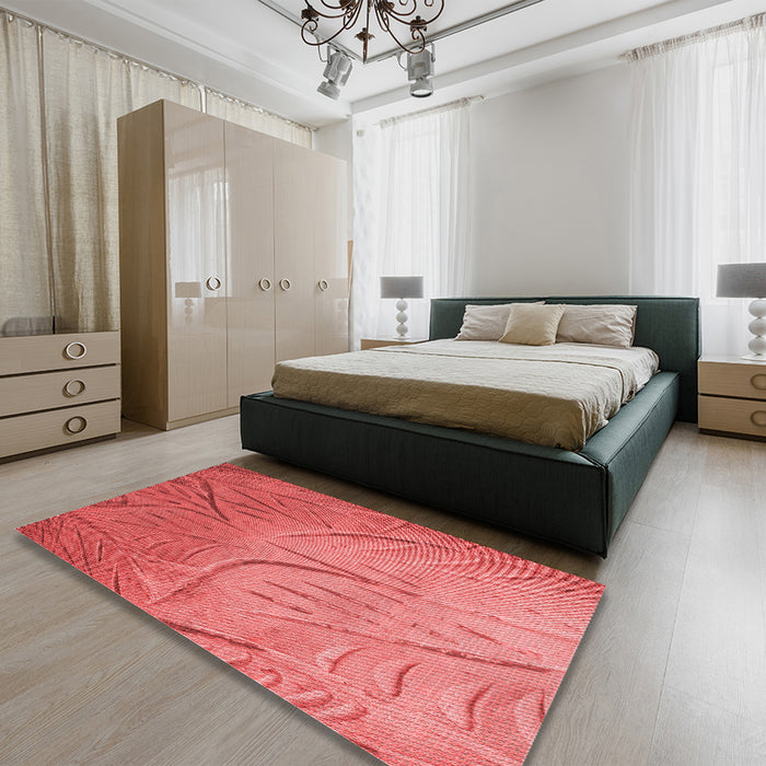 Patterned Red Rug in a Bedroom, pat320rd