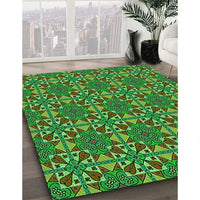 Patterned Army Green Rug, pat3201grn