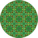 Square Patterned Army Green Rug, pat3201grn