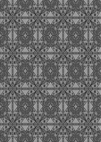 Machine Washable Transitional Black Rug, wshpat3201gry