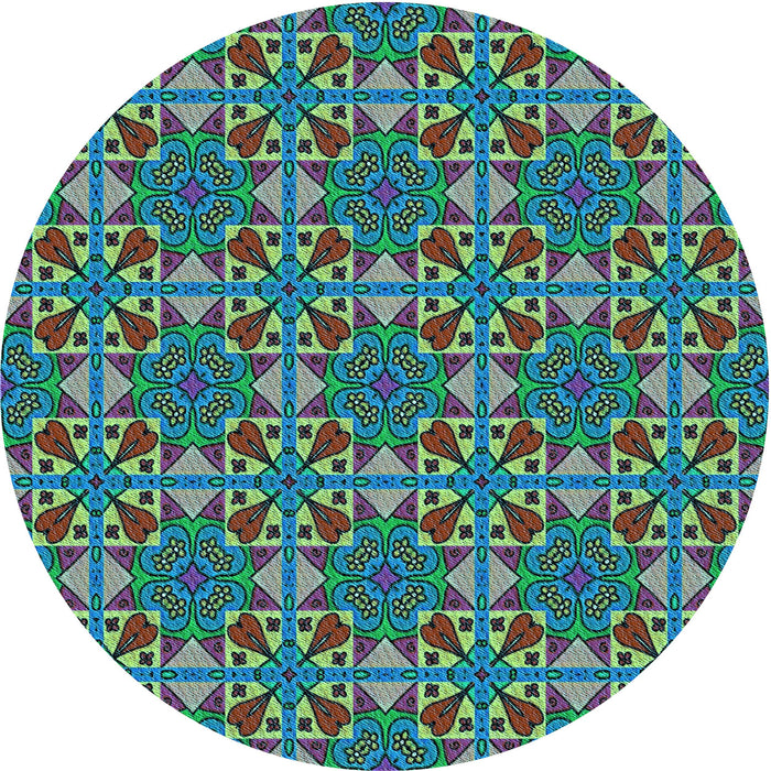 Square Patterned Mint Green Rug, pat3201lblu