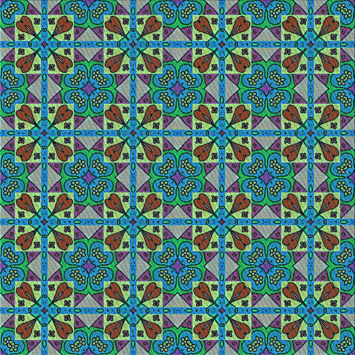 Round Patterned Mint Green Rug, pat3201lblu