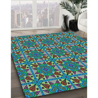 Patterned Mint Green Rug, pat3201lblu