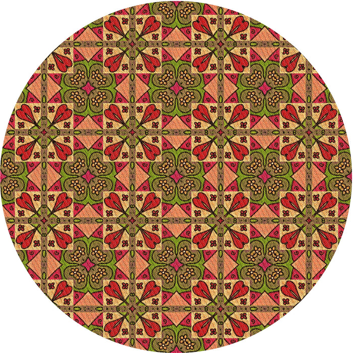 Square Patterned Saffron Red Rug, pat3201org
