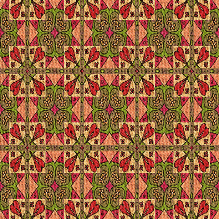 Patterned Saffron Red Rug, pat3201org