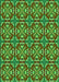 Machine Washable Transitional Green Rug, wshpat3202grn