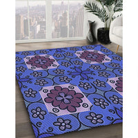 Patterned Light Slate Blue Rug, pat3203blu