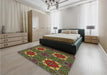 Patterned Bakers Brown Rug in a Bedroom, pat3203brn