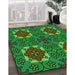 Machine Washable Transitional Dark Forest Green Rug in a Family Room, wshpat3203grn