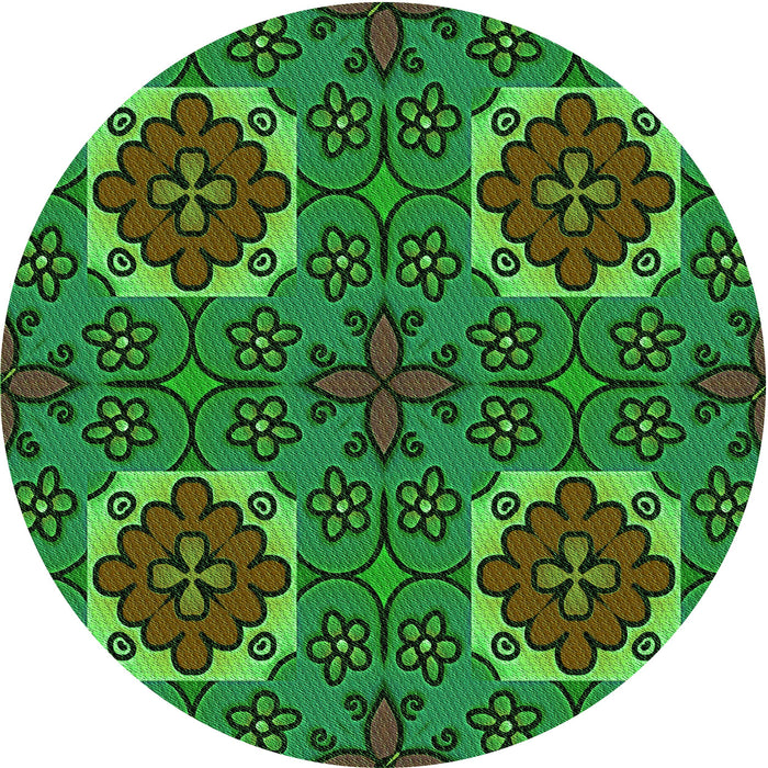 Square Patterned Dark Forest Green Rug, pat3203grn