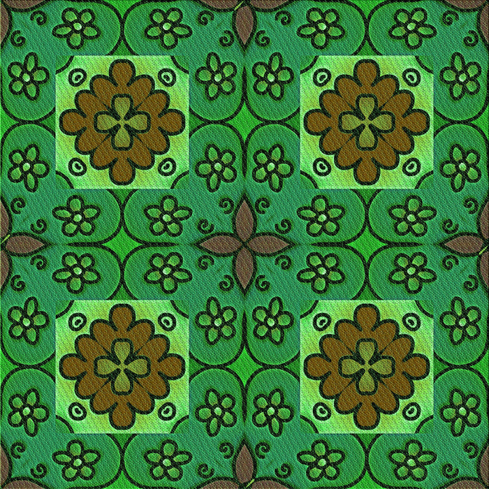 Round Patterned Dark Forest Green Rug, pat3203grn