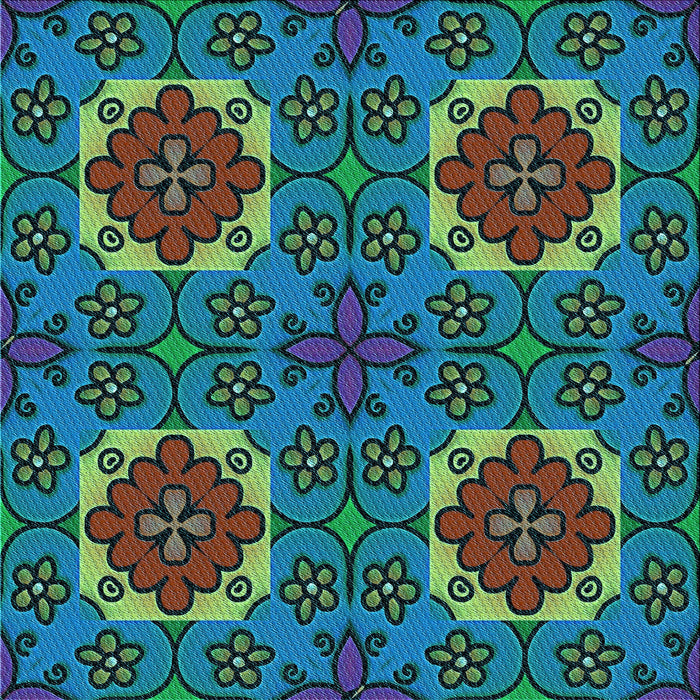 Round Patterned Light Sea Green Rug, pat3203lblu