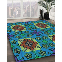 Patterned Light Sea Green Rug, pat3203lblu