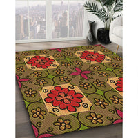 Patterned Dark Golden Brown Rug, pat3203org