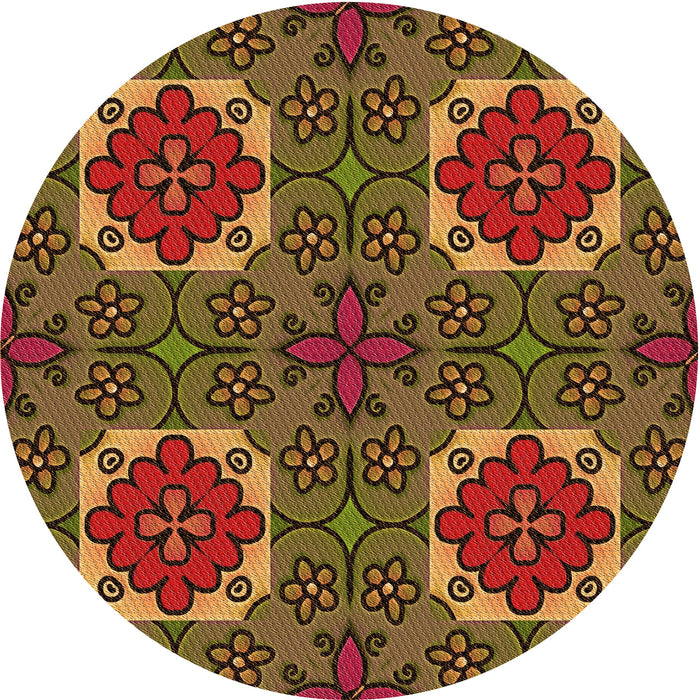 Square Patterned Dark Golden Brown Rug, pat3203org