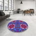 Round Patterned Purple Rug in a Office, pat3203pur