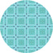 Square Patterned Blue Turquoise Green Rug, pat3204lblu