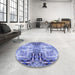 Round Patterned Jeans Blue Rug in a Office, pat3205blu