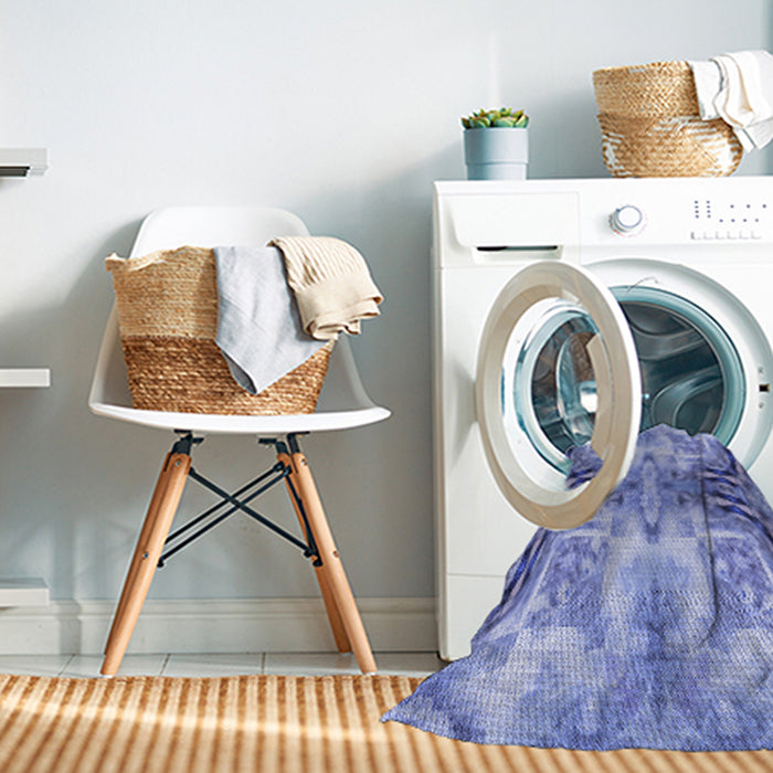 Machine Washable Transitional Jeans Blue Rug in a Washing Machine, wshpat3205blu