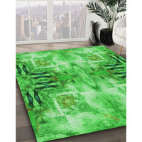 Patterned Neon Green Rug, pat3205grn