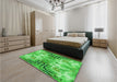 Patterned Neon Green Rug in a Bedroom, pat3205grn