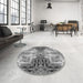 Round Patterned Cloud Gray Rug in a Office, pat3205gry