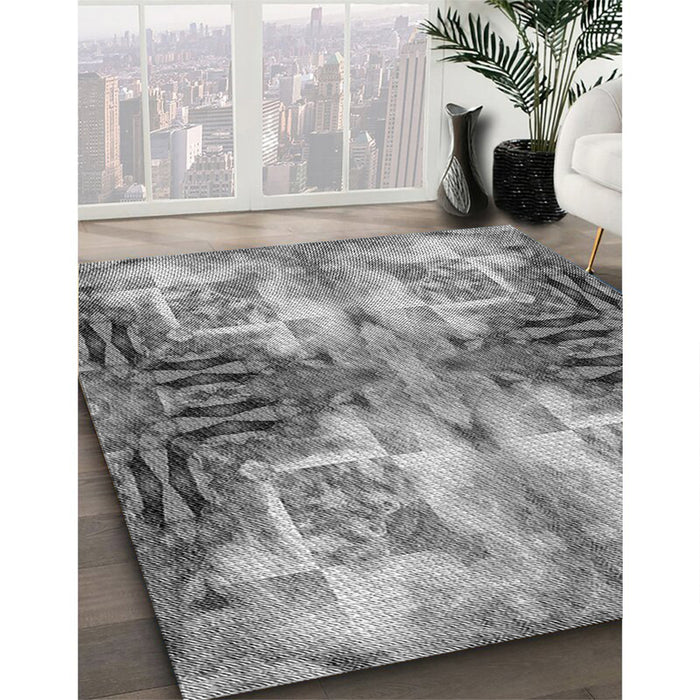 Patterned Cloud Gray Rug in Family Room, pat3205gry