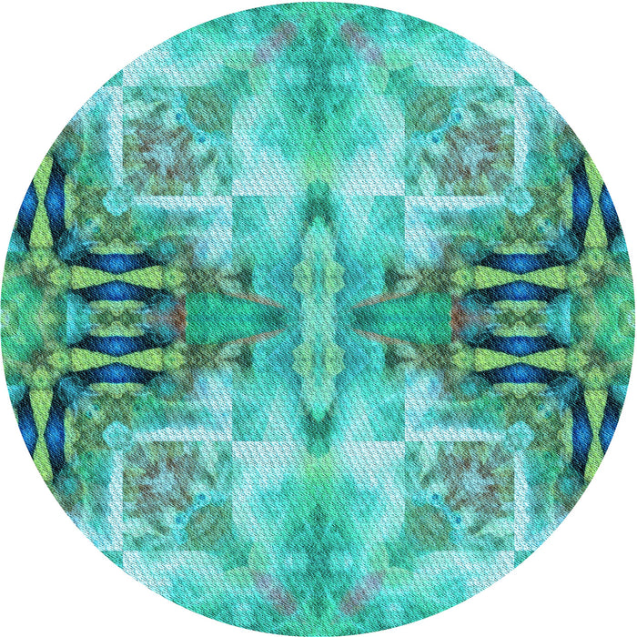 Square Machine Washable Transitional Dark Cyan Green Rug in a Living Room, wshpat3205lblu