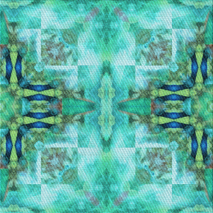 Round Patterned Dark Cyan Green Rug, pat3205lblu