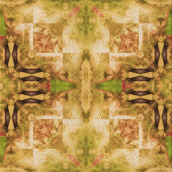 Round Patterned Orange Rug, pat3205org