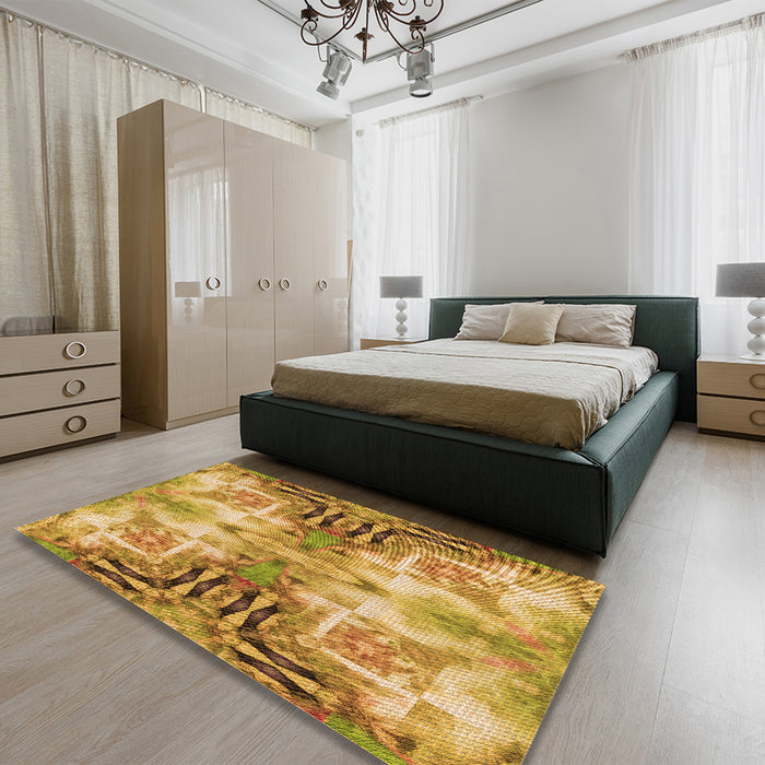 Patterned Orange Rug in a Bedroom, pat3205org
