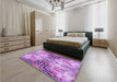 Patterned Violet Purple Rug in a Bedroom, pat3205pur