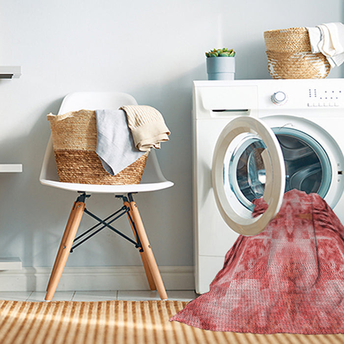 Machine Washable Transitional Light Coral Pink Rug in a Washing Machine, wshpat3205rd