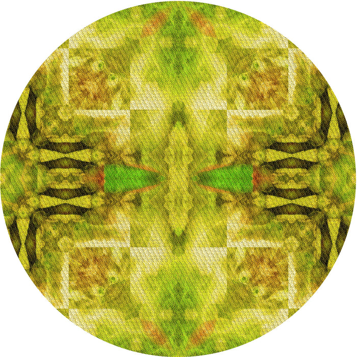 Square Patterned Dark Yellow Green Rug, pat3205yw