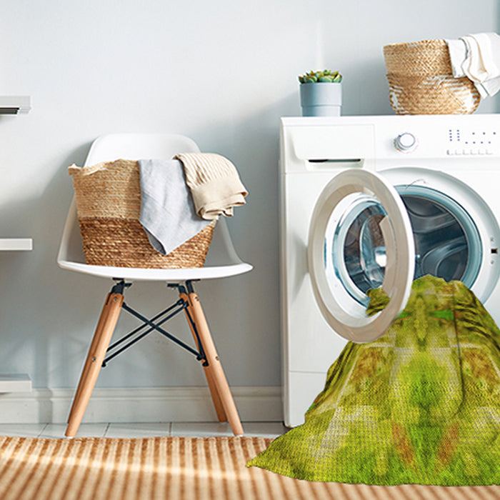 Machine Washable Transitional Dark Yellow Green Rug in a Washing Machine, wshpat3205yw