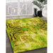 Patterned Dark Yellow Green Rug in Family Room, pat3205yw