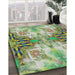 Patterned Green Modern Rug in Family Room, pat3205