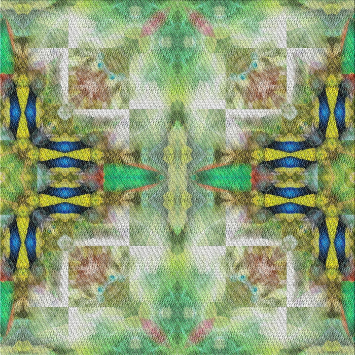 Square Patterned Green Modern Rug, pat3205