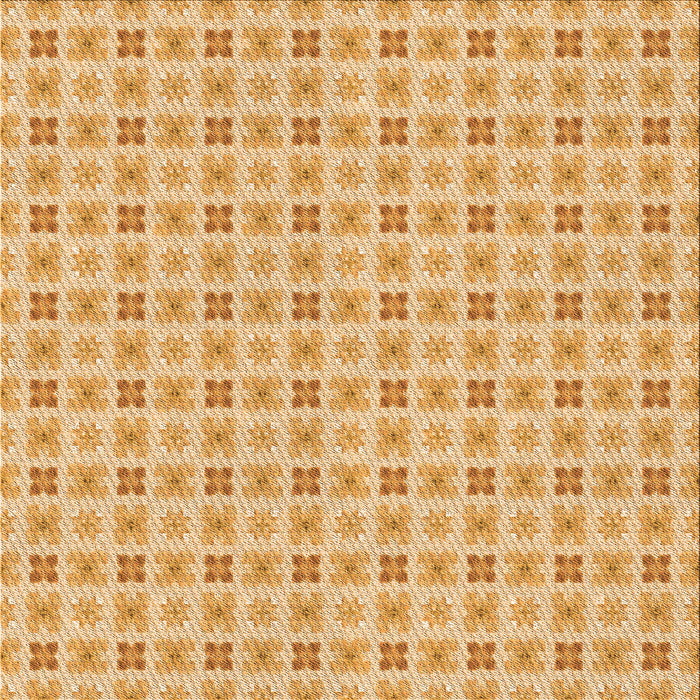 Round Patterned Orange Rug, pat3206org