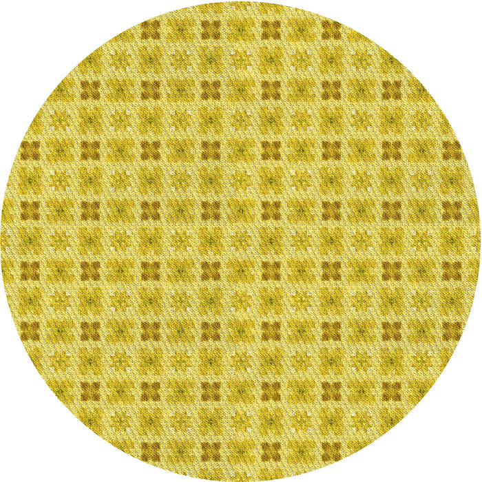 Square Machine Washable Transitional Yellow Rug in a Living Room, wshpat3206yw