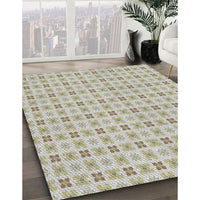 Patterned Khaki Green Novelty Rug, pat3206