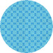 Square Machine Washable Transitional Bright Turquoise Blue Rug in a Living Room, wshpat3208lblu