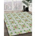 Patterned Khaki Green Abstract Machine Washable Rug in a Family Room, wshpat3209