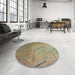 Round Patterned Oak Brown Novelty Rug in a Office, pat320