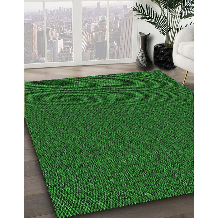 Patterned Deep Emerald Green Rug in Family Room, pat321grn