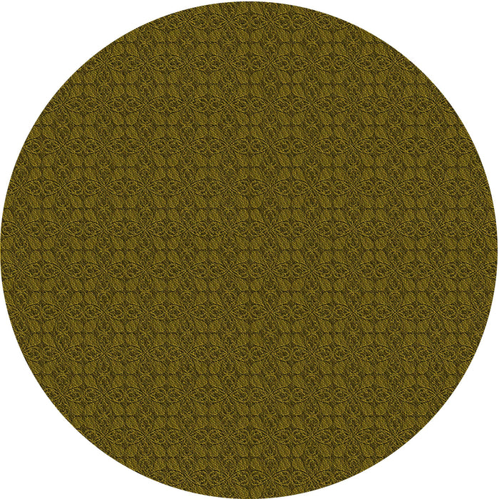 Square Patterned Dark Yellow Green Rug, pat321yw