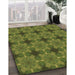 Patterned Dark Yellow Green Rug in Family Room, pat3210brn