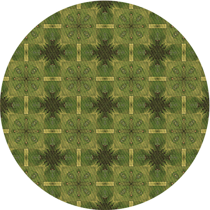 Square Machine Washable Transitional Dark Yellow Green Rug in a Living Room, wshpat3210brn